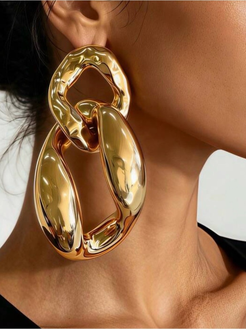 Gold Statement Link Drop Earrings - Women Jewelry